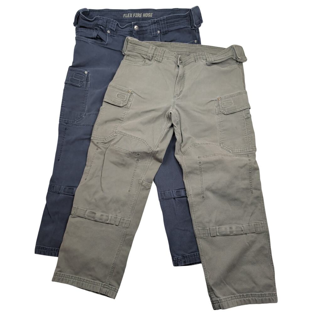 Lot of 2 Duluth Trading Co. Flex Fire Hose Cargo Pants 38 x 30 Navy and Gray
